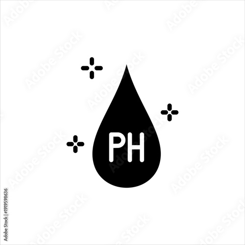 pH Water Drop Icon – Acid Alkaline Balance Test Symbol Vector, vector illustration