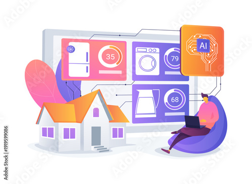 Smart Home Energy Monitoring abstract concept vector illustration.