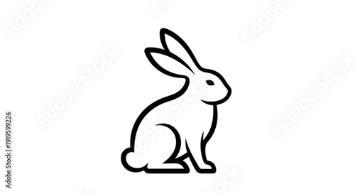 Minimalist black and white rabbit illustration