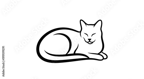 Minimalist cat illustration on white background