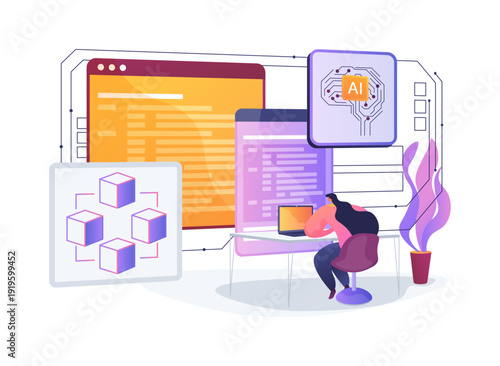 Smart Contract Execution abstract concept vector illustration.
