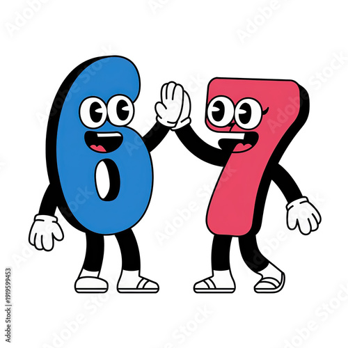 Six Seven Internet Humor Concept Illustration