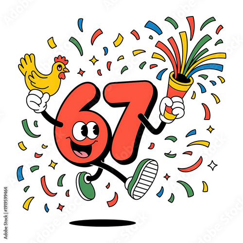 Six Seven Internet Humor Concept Illustration