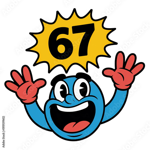 Six Seven Internet Humor Concept Illustration