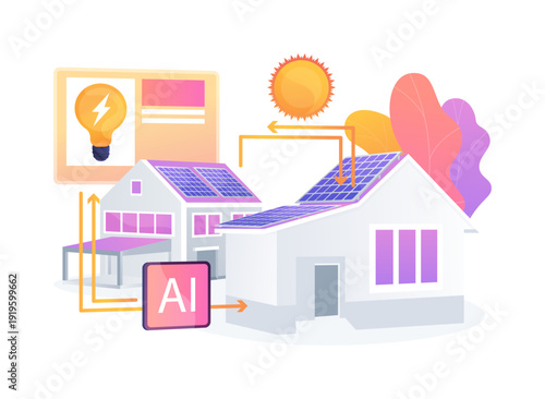 Peer-to-Peer Energy Trading abstract concept vector illustration.