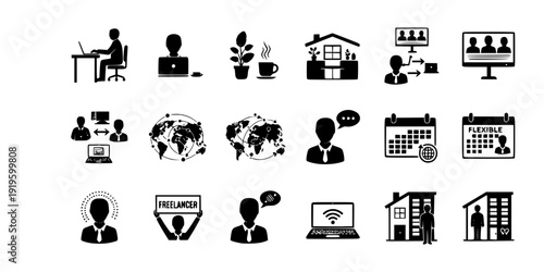 Remote Hybrid Worker Video Conferencing Silhouette