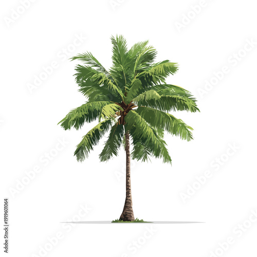 Simple flat 2D vector graphic of a Coconut Tree in modern icon style, isolated on a white canvas