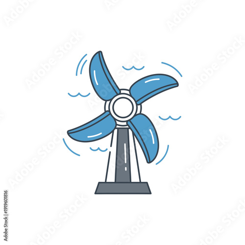 Underwater Tidal Turbine Renewable Energy Icon