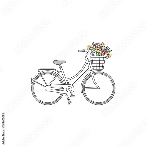 Bicycle with Flower Basket Eco Transport Icon
