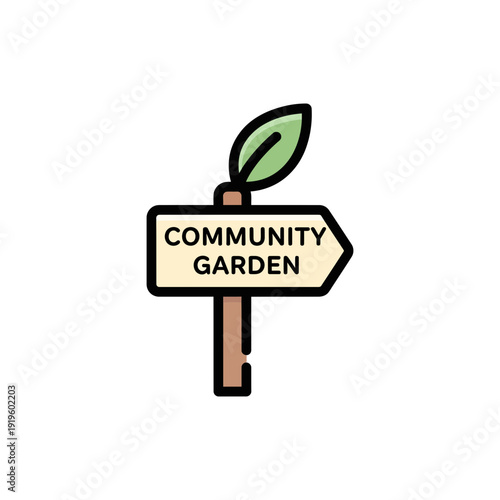Community Garden Sign with Plant Sustainability Icon