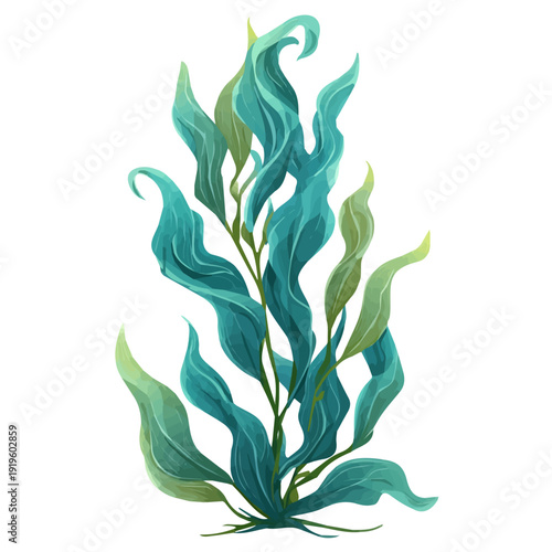 Kelp, rendered in a minimalist 2D flat vector icon style against a pure white backdrop
