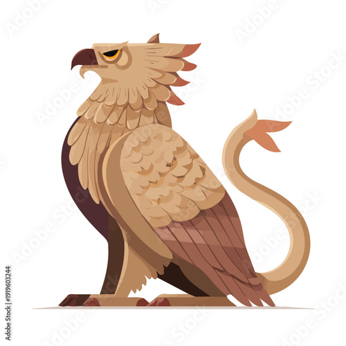 2D flat vector graphic of a Griffin in icon style, isolated on white background