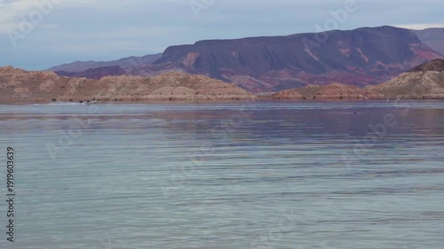 Fishing Boat Traveling On Lake Mead Passing The Boulder Islands, Lake Mead National Recreation Area, Nevada, USA