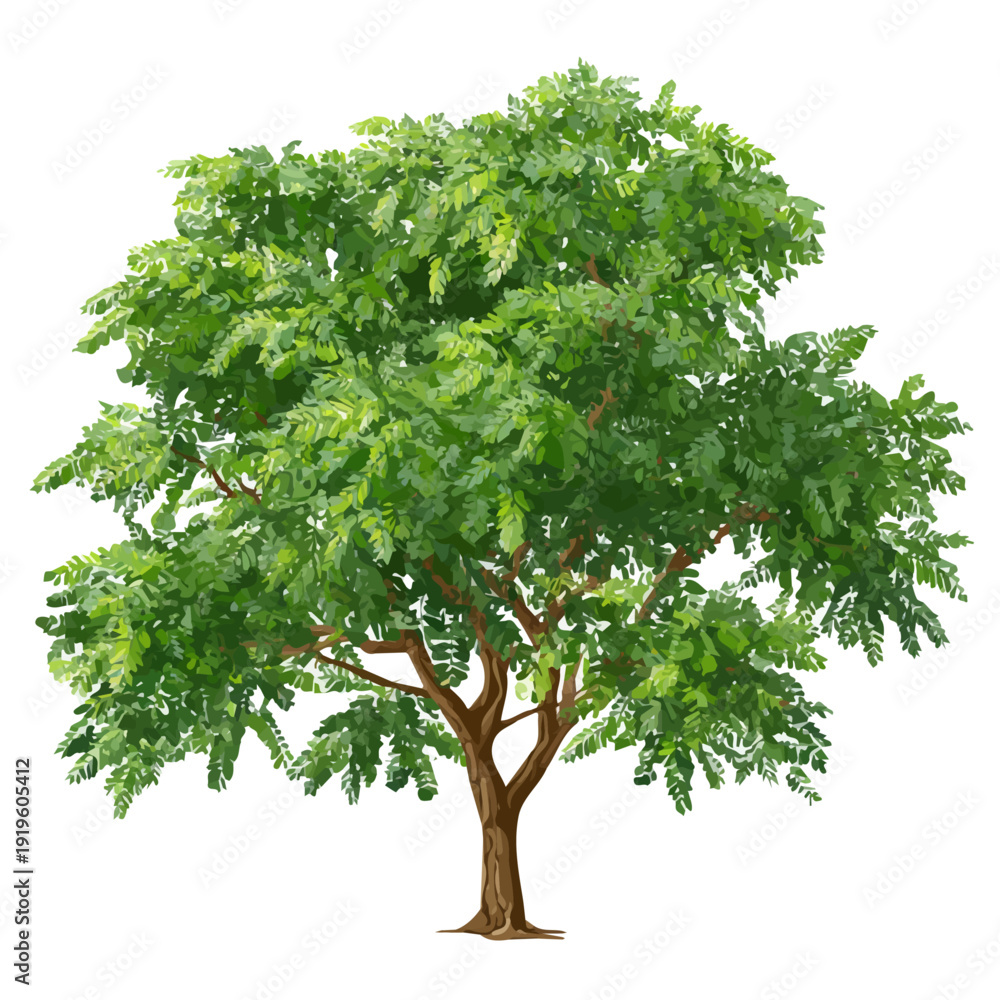 Obraz premium Flat 2D Black Locust Tree vector illustration, icon graphic on white background