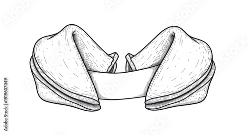 Φωτογραφία Hand-drawn illustration of a fortune cookie, black and white sketch