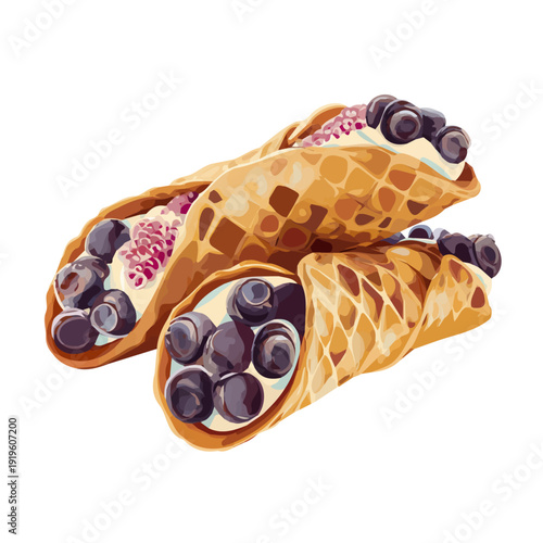 Minimal 2D flat vector of a Cannoli, icon-style illustration on a white background