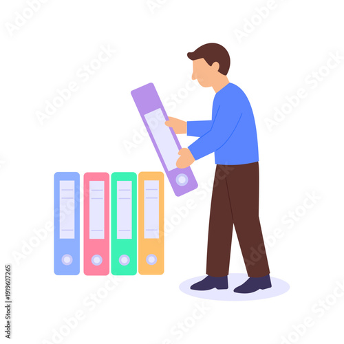 Compliance Updating, revising policies to meet regulations, Flat vector character illustration