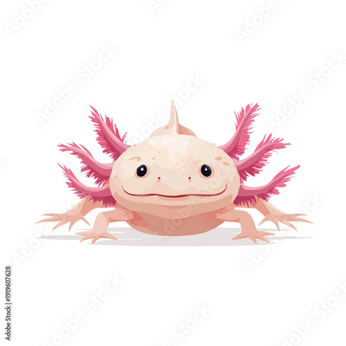 Minimal 2D flat vector of a Axolotl, icon-style illustration on a white background