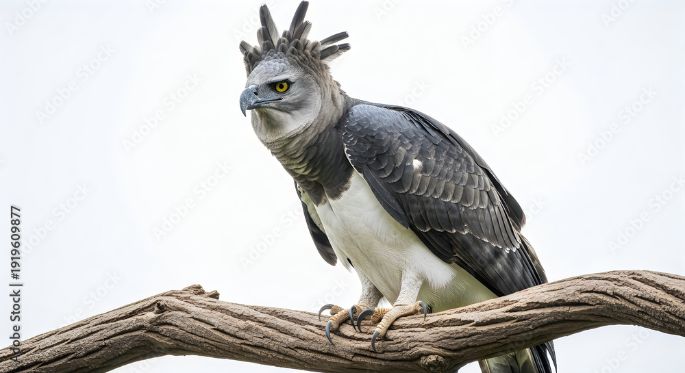 Fototapeta premium Majestic harrier perched on a weathered tree branch in its natural habitat