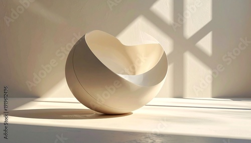 Wallpaper Mural Minimalist Still Life - Abstract Bowl with Light and Shadow Play. Torontodigital.ca