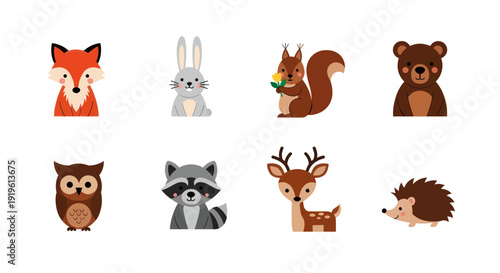 Cartoon forest animals collection