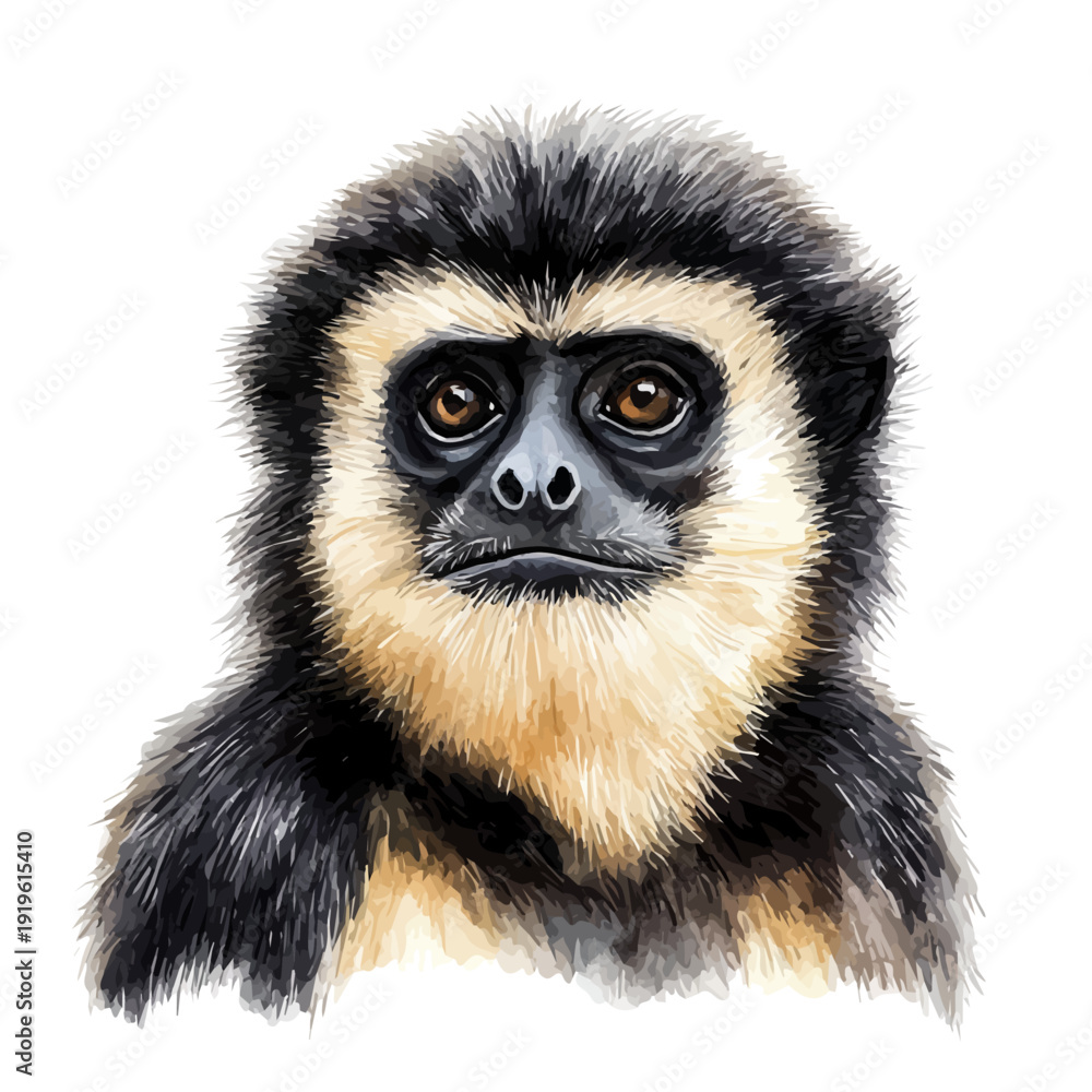 Obraz premium watercolor of Gibbon graphic, isolated on a white background.