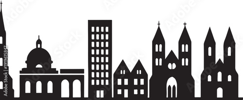  City Skyline Silhouette – Urban Architecture Landmark Vector