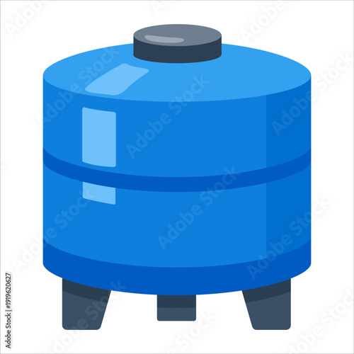 Water storage tank in bright blue color