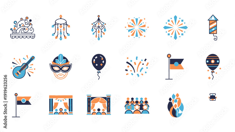 Fototapeta premium Collection of Celebration and Event Icons.