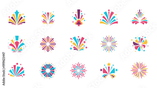 Colorful Fireworks Explosions Set for Celebrations and Festive Occasions.