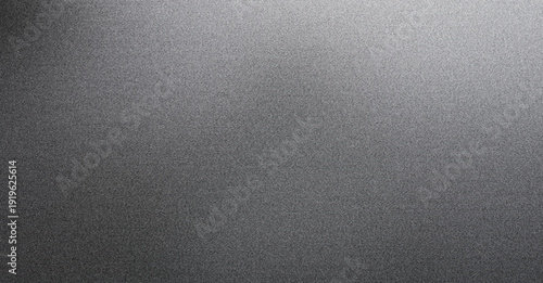 Abstract grainy banner with monochrome gradient from dark to light grey. Noisy black and white textured background. Speckled rough surface for header design.