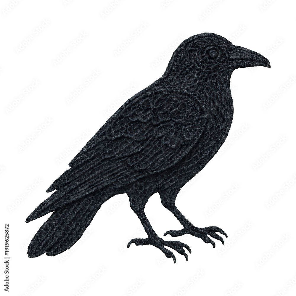 Fototapeta premium PNG Intricate black lace raven silhouette.