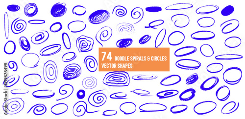 Whimsical Swirls and Spirals: A collection of hand-drawn doodle spirals and circles, offering a touch of playful creativity and endless design possibilities. 
