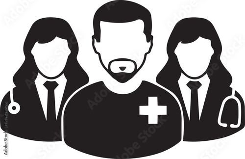 Medical Team Icon: A concise yet powerful icon showcases a dedicated medical team, highlighting the essential roles and expertise within the healthcare profession. 