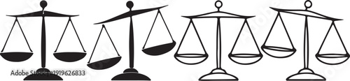 Justice Balance Icons Collection – Solid and Outline Legal Symbols