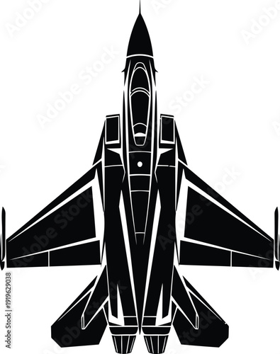 Black and white fighter jet aircraft silhouette illustration