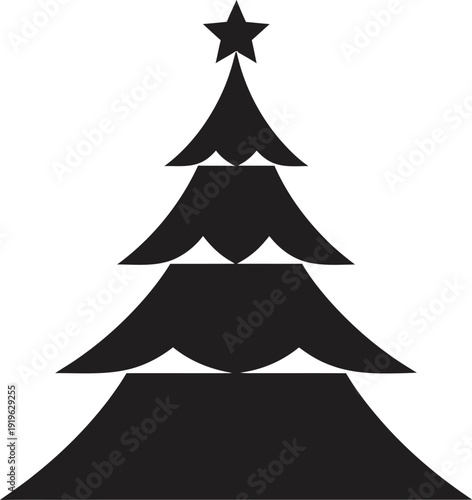 A minimalist christmas tree silhouette with star on top