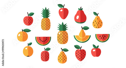 Colorful fruit assortment illustration
