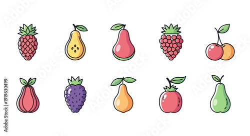 Colorful fruit collection graphic design