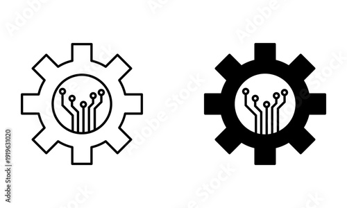 gear with circuit board internal lines for technology and automation concept icon vector