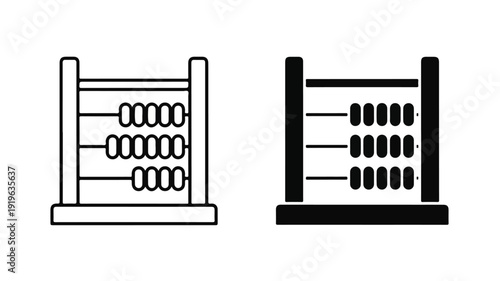 Black and white illustration of two abacus calculators side by side on a plain white background.