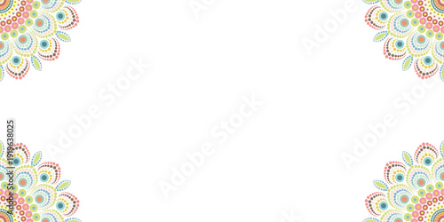 Decorative dots mandala corners, abstract horizontal banner background for ads,promo and invitation design