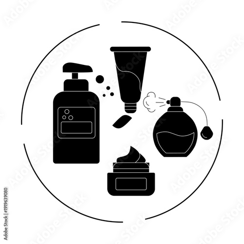 Skincare Routine Icon: Daily Skincare, Cleanser, Toner, Moisturizer, Sunscreen, Face Mask, Skincare Steps, Beauty Routine, Facial Care, Skin Health with editable stroke.