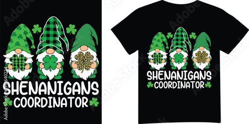 Shenanigans Coordinator St Patricks Day Gnome T Shirt Design
