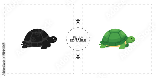 Green Turtle Shadow Matching Game for Kids Vector