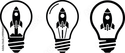 Rocket space light bulb ideas concept