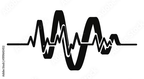 Black waveform signal icon on white background.