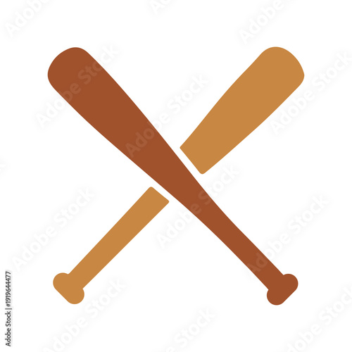 Crossed baseball bats icon, Sports logo vector design.

