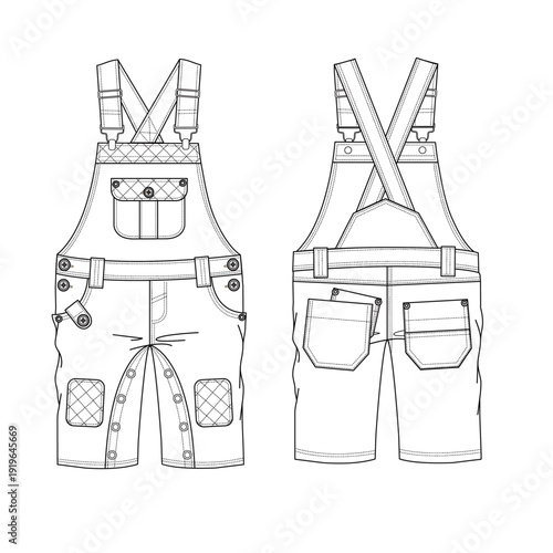Girls Dungarees Vector