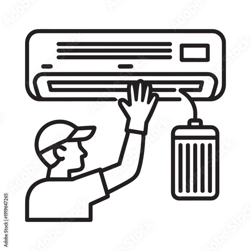 A technician is servicing a wall mounted air conditioning unit